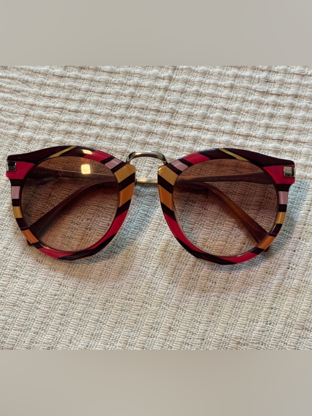 Emilio Pucci EP25 Multicolor Stripe Acetate Silver Sunglasses Frames Italy